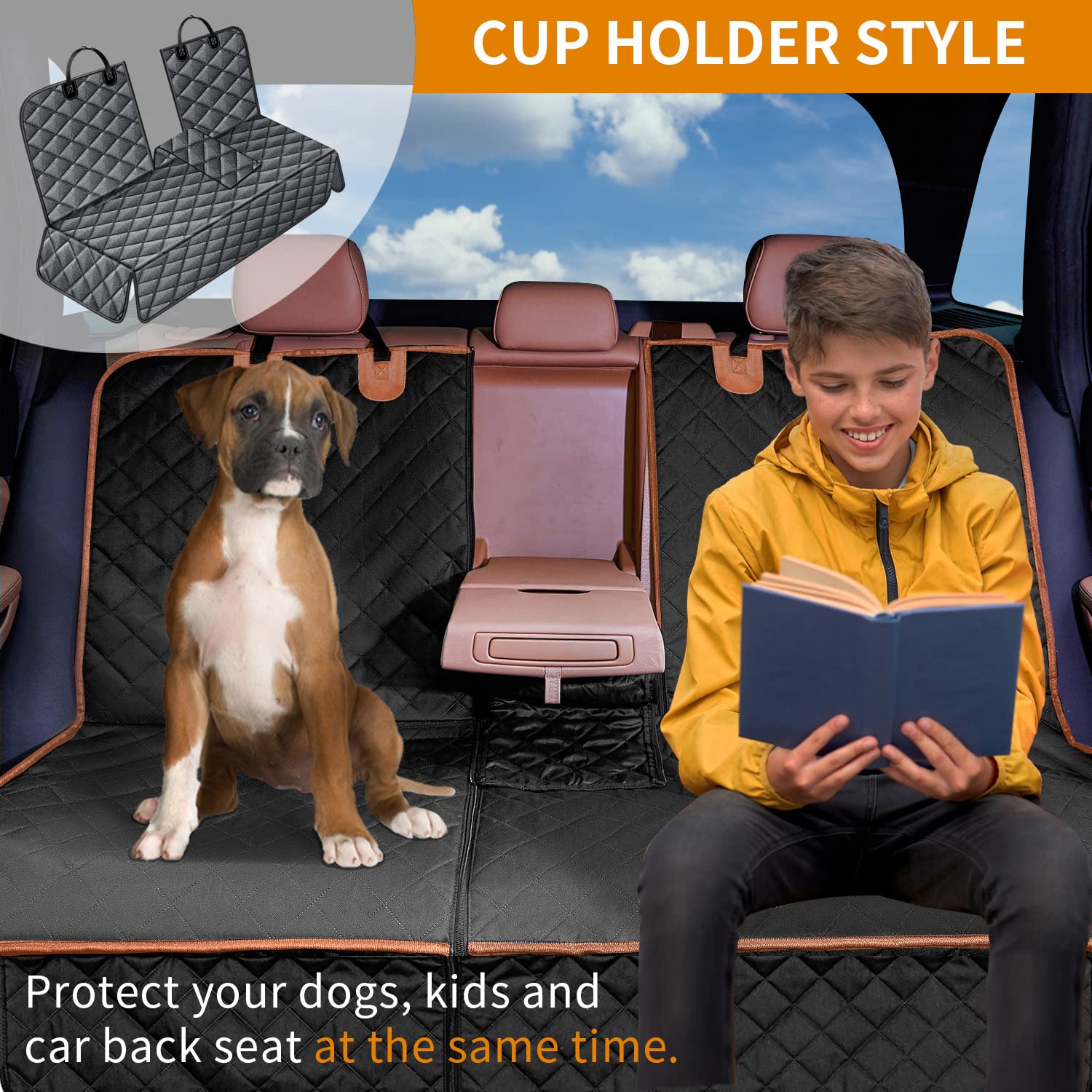 IVY&LANE Hunde-Autositzbezug, Sitzbezüge für Rücksitz, umwandelbarer 4-in-1 wasserdichter Vordersitzbezug, robuster und kratzfester Autositzbezug für SUVs, LKWs und Limousinen