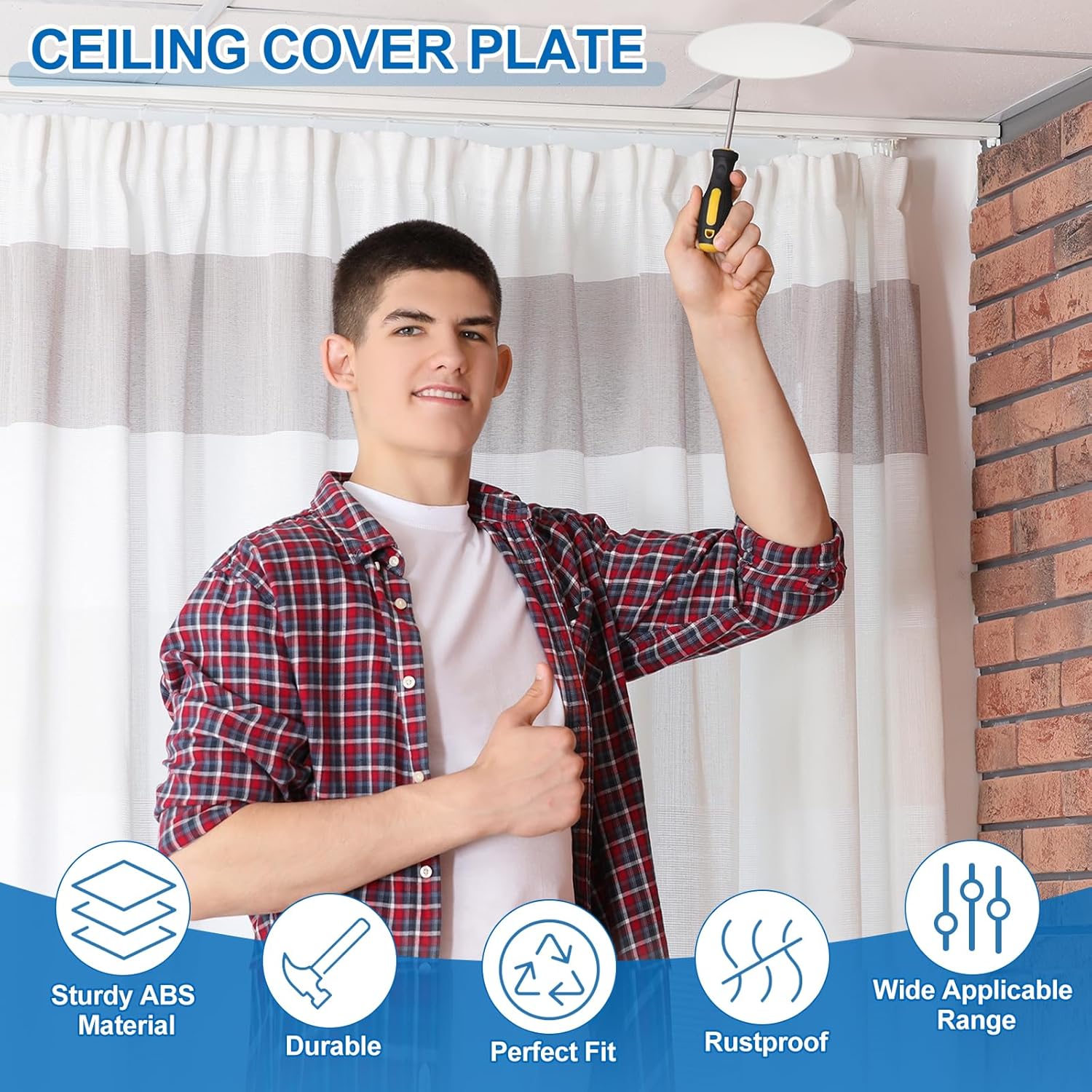 PATIKIL 230mm / 9" Diameter Spring Ceiling Hole Cover Plate, 2 Pack Downlight Hole Trim Wall Mount Decorative Cap Access Panel for 7-8.7" Round Ceiling and Wall Openings, White