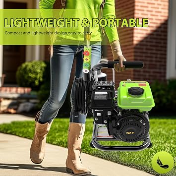 Commercial 3500PSI 2.4GPM 79.7CC Gas Pressure Washer, 2.5HP Professional Gas Power Washer with 5 Nozzles 25FT Hose 1L Foam Bottle, Household Pressure Washer Gas Powered (EPA/CARB/ETL Compliant) Green