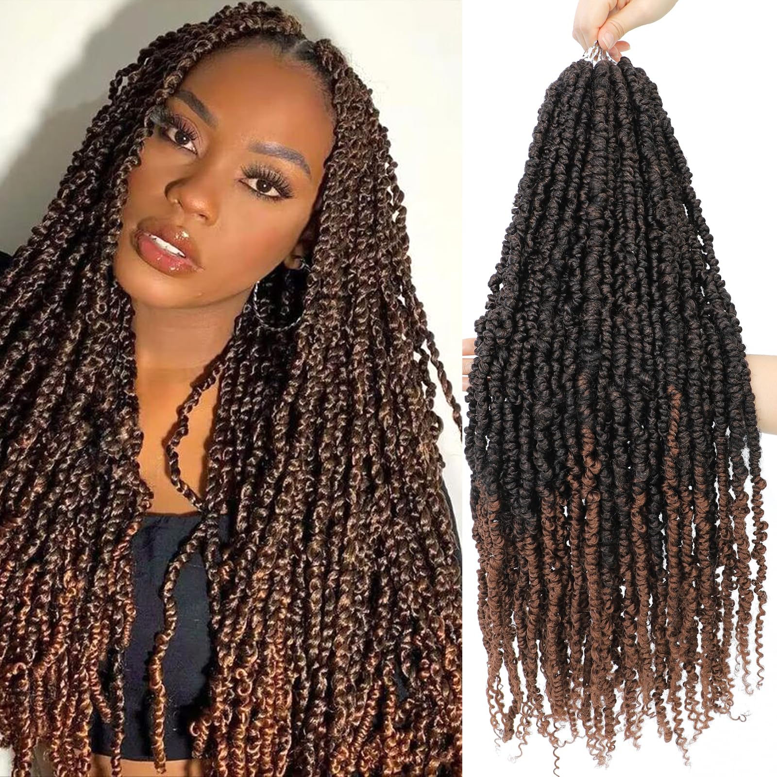 Passion Twist Crochet Hair,24 Inch 6 Packs Pretwisted Passion Twist Hair, Soft Pre Looped Crochet Hair For Women，Short Curly Crochet Twists Braids(24"