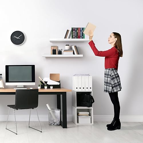 Miniatura 6 de Sorbus Estante flotante estantes de pared para colgar decorativos perfecto para trofeos marcos de fotos Negro, Madera de arce, Blanco