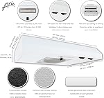 ARIA 24 in. Under Cabinet Range Hood 180 Max Airflow CFM, 2 Fan Speeds, LED Lights, Convertible Ducted/Ductless Venting, White Range Hood