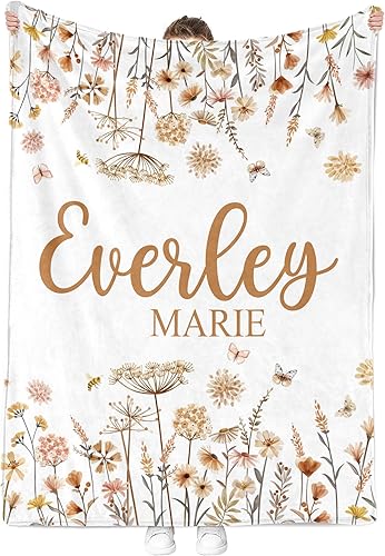 Miniatura 48 de Mantas de bebé personalizadas – Regalos personalizados para bebé con nombre para niñas – Suave, ligera y para regalar (mariposa 155) Mariposa
