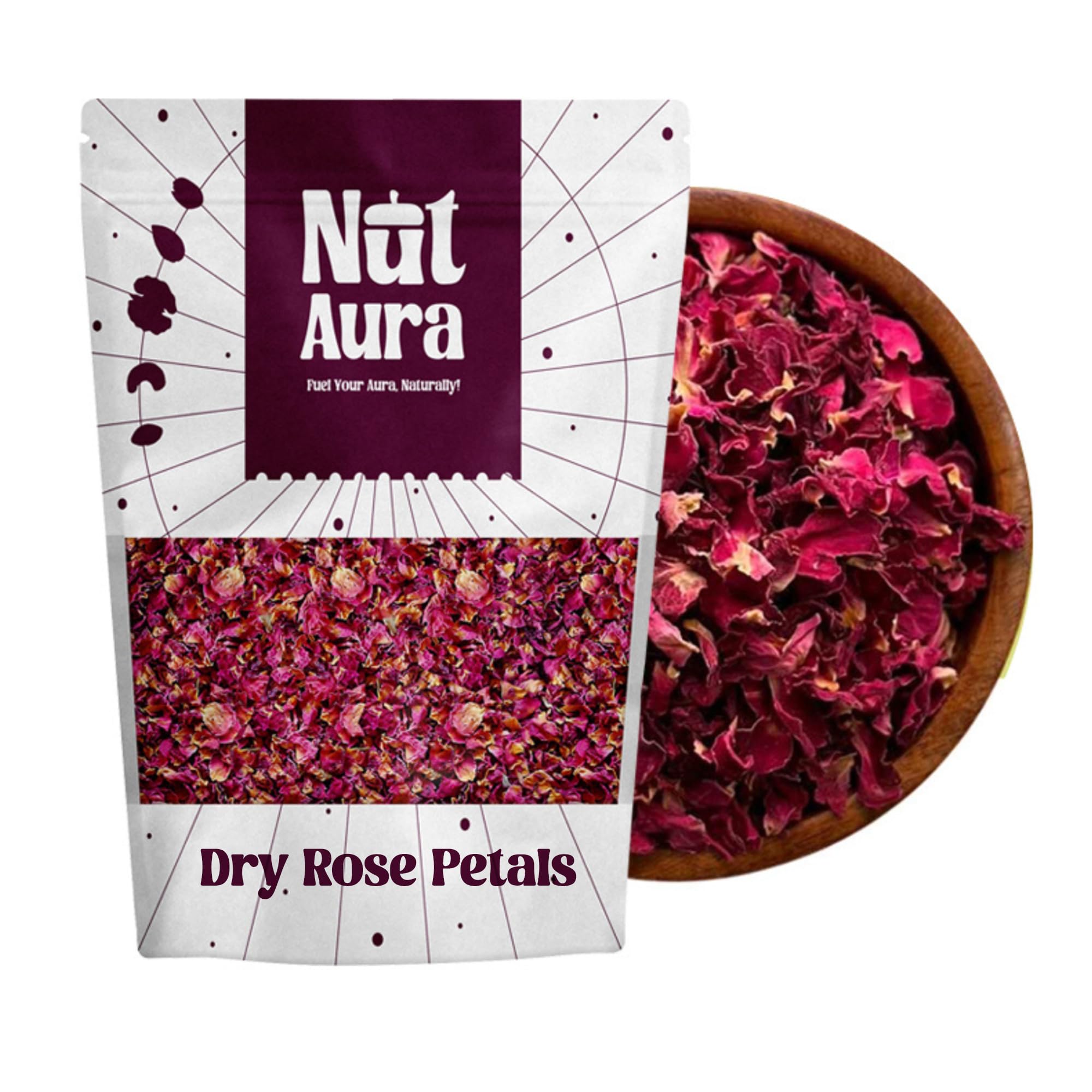 Nut Aura Premium Rose Petals | Natural Dried Rose Petals for Culinary & Wellness Use-200g