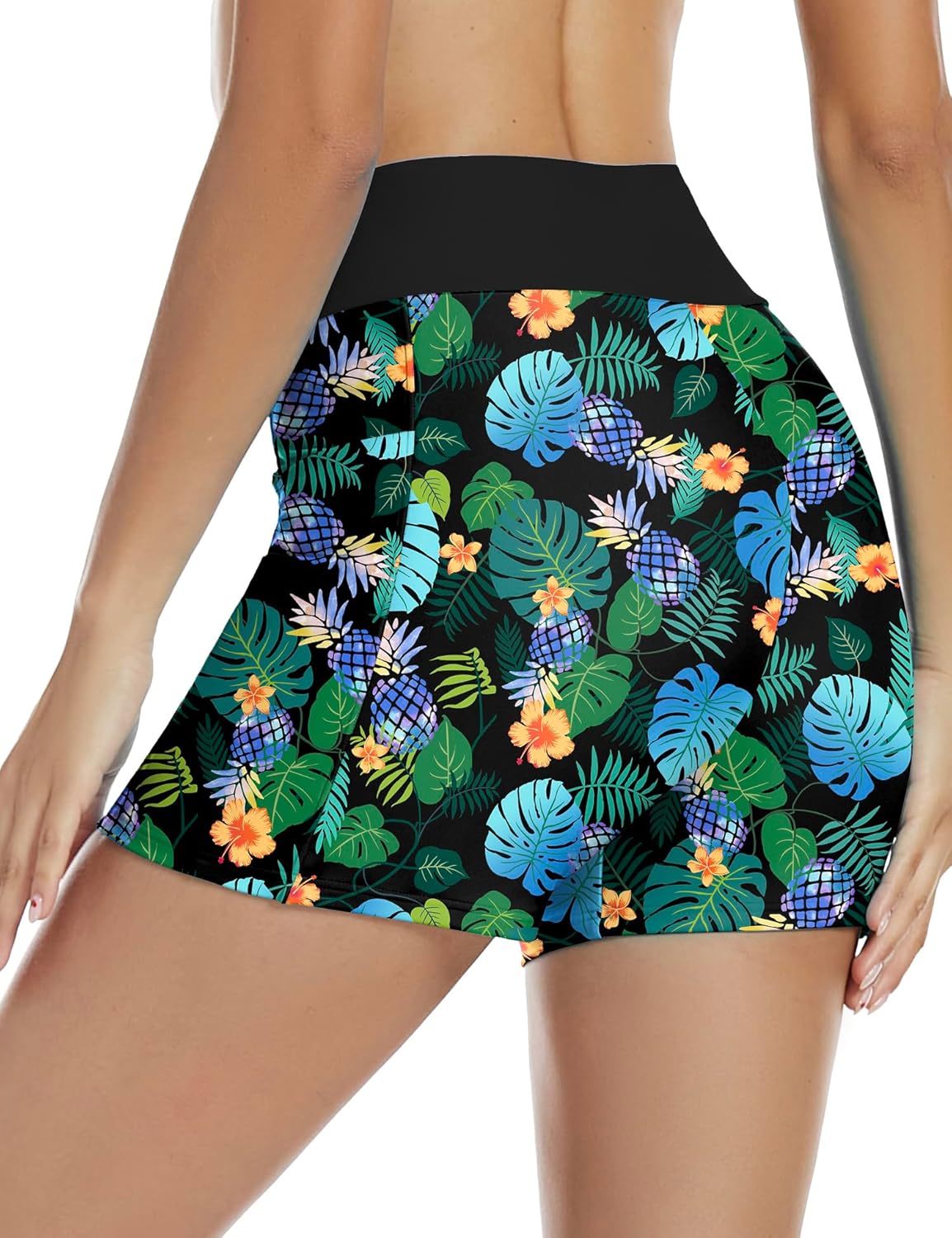 Tournesol Women's 4" Swim Shorts High Waisted Swimsuit Bottoms Cross Waist Bathing Suit Swimwear Boy Shorts with Pocket - Image 3