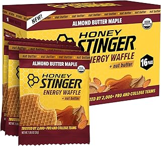 Honey Stinger Organic Almond Butter Maple Waffle, Energy Stroopwafel for Exercise, Endurance and Performance, Sports Nutrition for Home & Gym, Pre and Post Workout, 16.96 Ounce (Pack of 16)