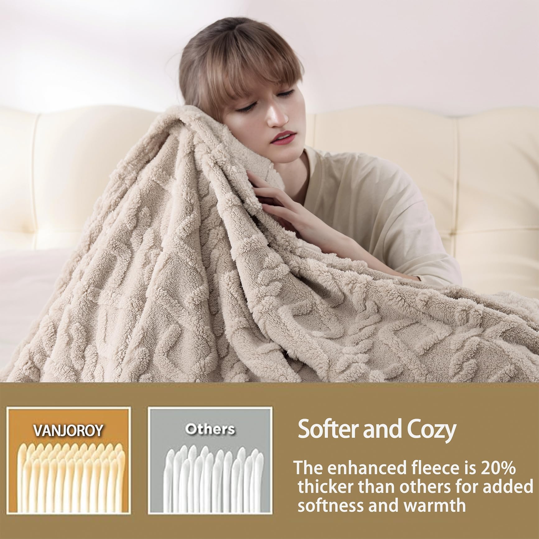 VANJOROY Fleece Blanket Large Throw for Sofa and Bed,400 GSM Lightweight Blanket - Image 4