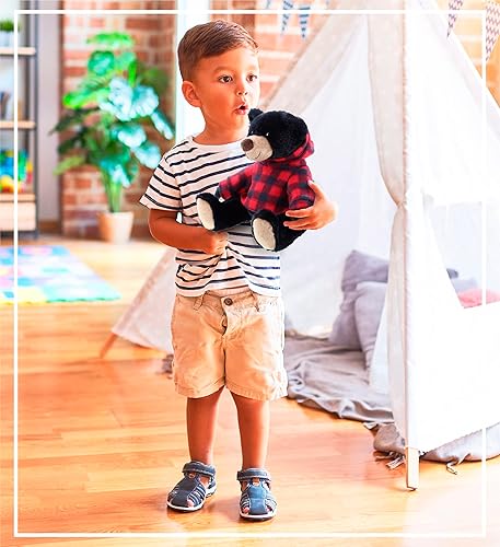 Miniatura 7 de DolliBu Oso de peluche con capucha roja a cuadros, suave y abrazable, adorable peluche de zoológico para jugar, lindo regalo para niños y adultos