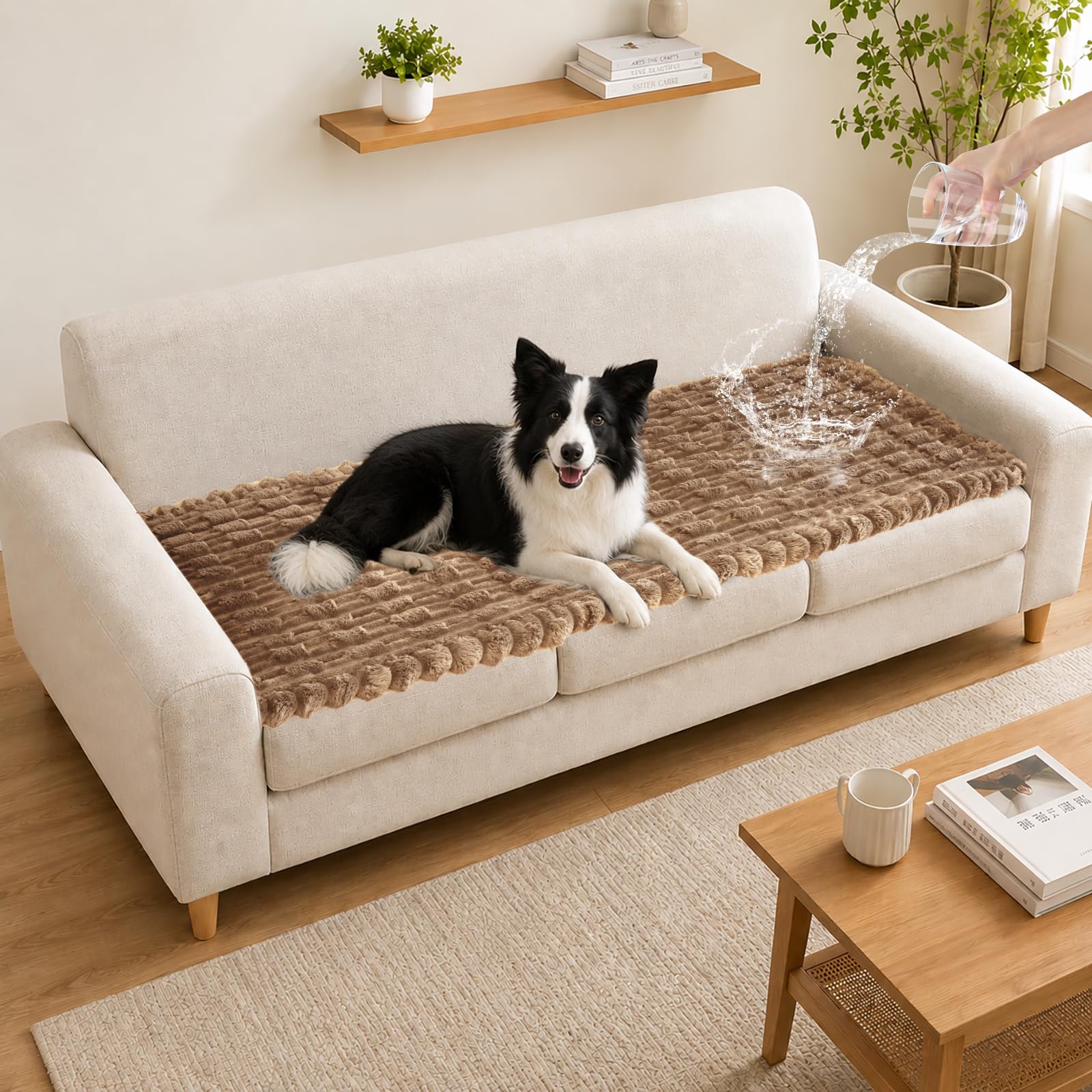 Zlune Waterproof Machine Washable Sofa Cover, Genuine leather, 1 Pack