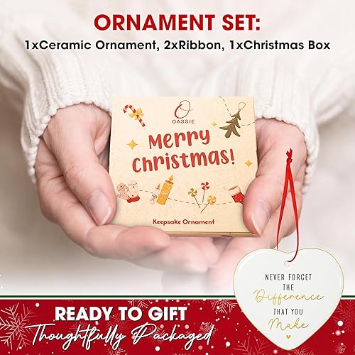 Miniatura 8 de OASSIE Regalos de Navidad de agradecimiento para mujeres, adornos de Navidad de cerámica 2025 para decoraciones de árboles, regalos de