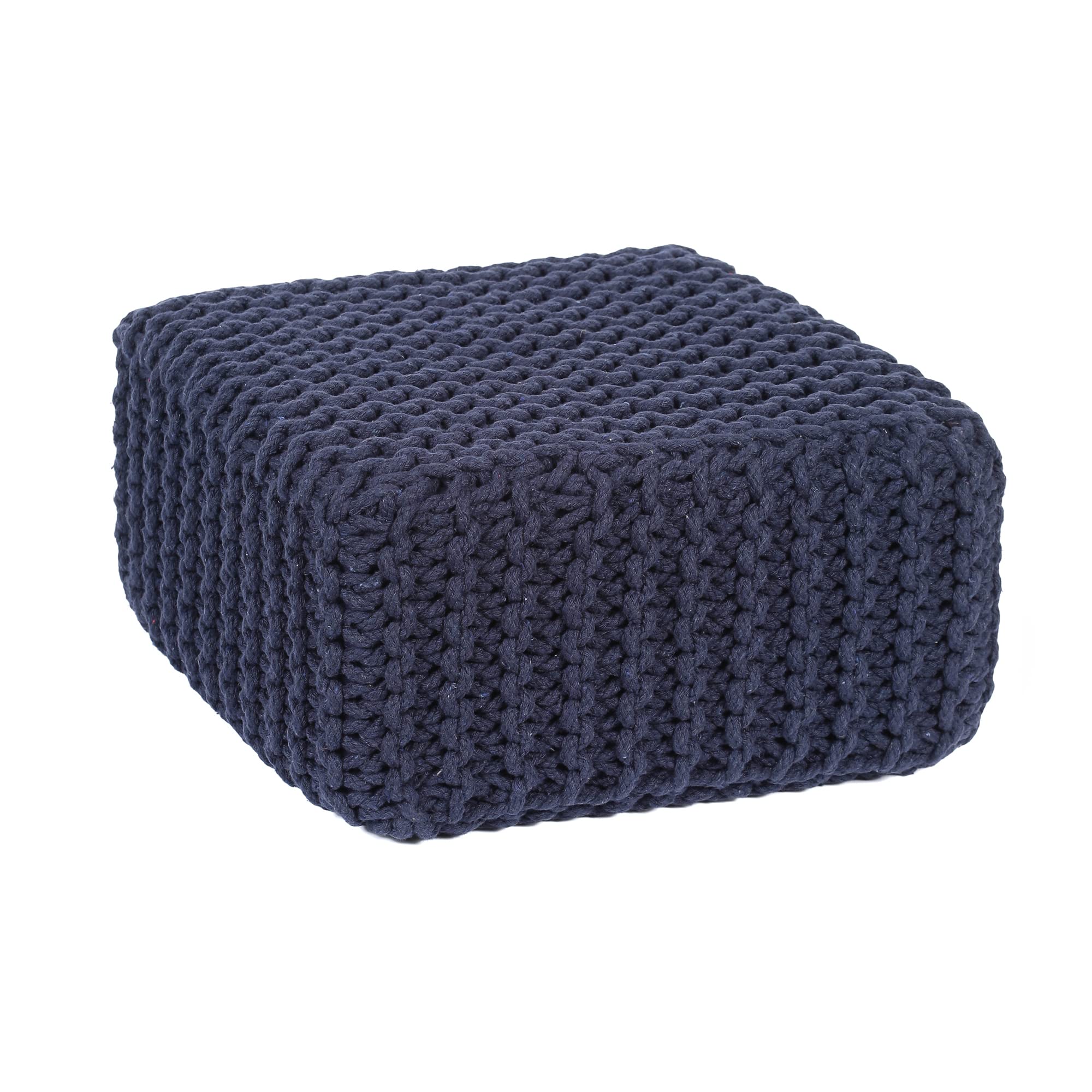 REDEARTH · Cube Low Pouf Foot Stool Ottoman - Hand Knitted Poof - Cord Boho Pouffe - Home Décor - Stuffed Footrest for Living Room - Nursery - Bedroom