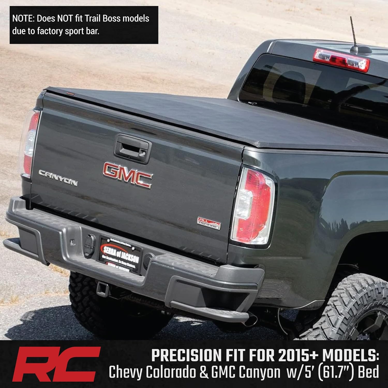 Rough Country Soft Tri-Fold Tonneau Truck Bed Cover for Chevy Colorado & GMC Canyon (2015-2022) - Fits 5' Bed, Weather-Resistant Truck Bed Cover