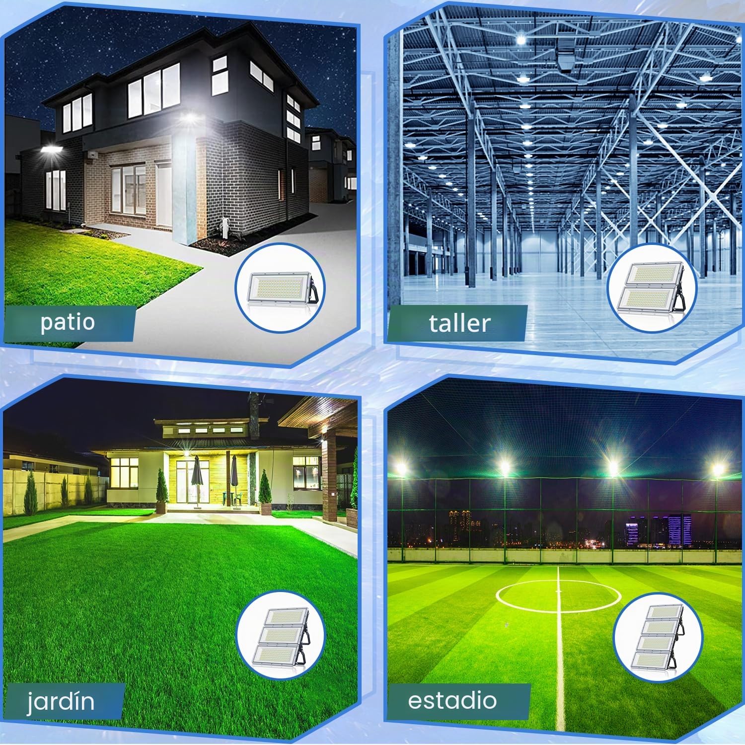 Foco LED Exterior 400W 40000LM 6500K 4 en 1 Luces LED Exterior 1 PC | 6500K Blanco Frío Luz LED Exterior, IP67 Impermeable Potente Lampara LED para Jardin, Garaje, Taller, Almacén, Estadio
