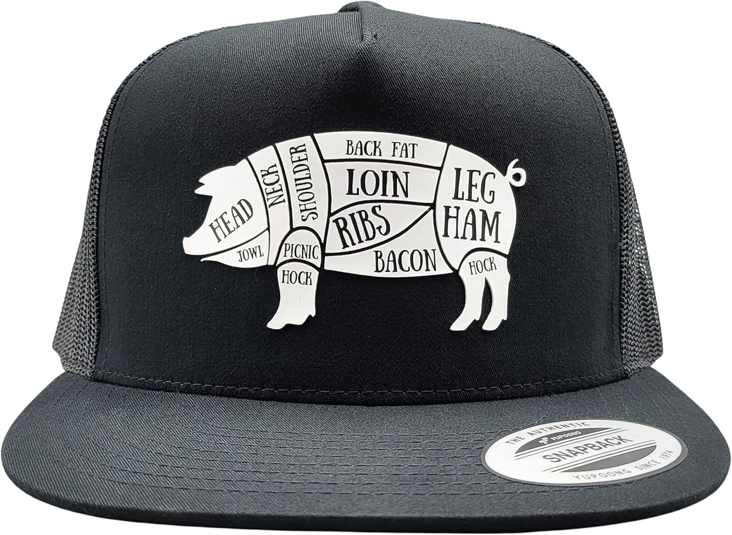 Where's The Pork Pig Parts BBQ All Black Trucker Hat