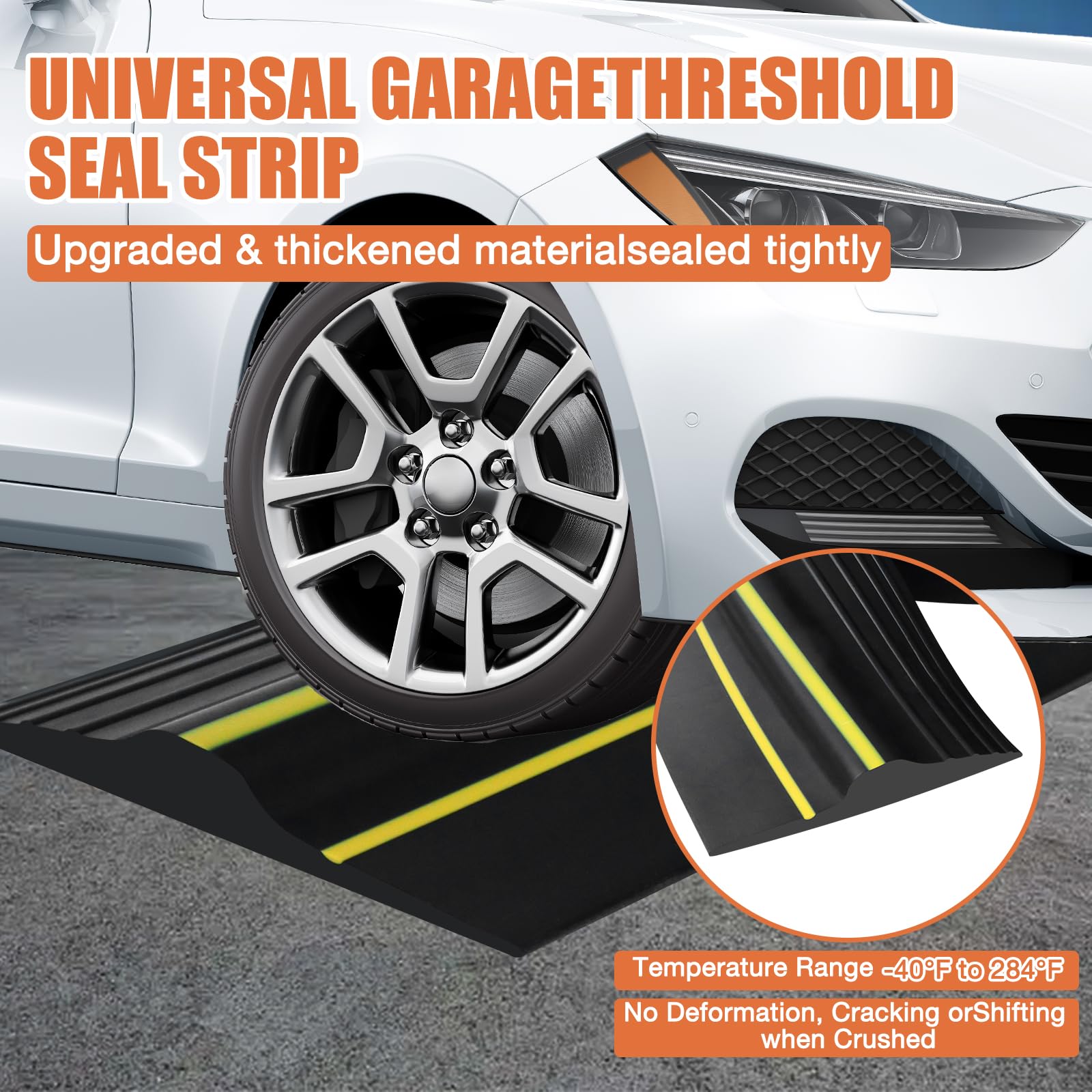 Garage Door Seal Universal Garage Door Seal Strip Heavy Garage Door Bottom Weather Stripping Rubber Seal Strip Garage Door Weather Seal Excluder Waterproof (Black Yellow - Image 3
