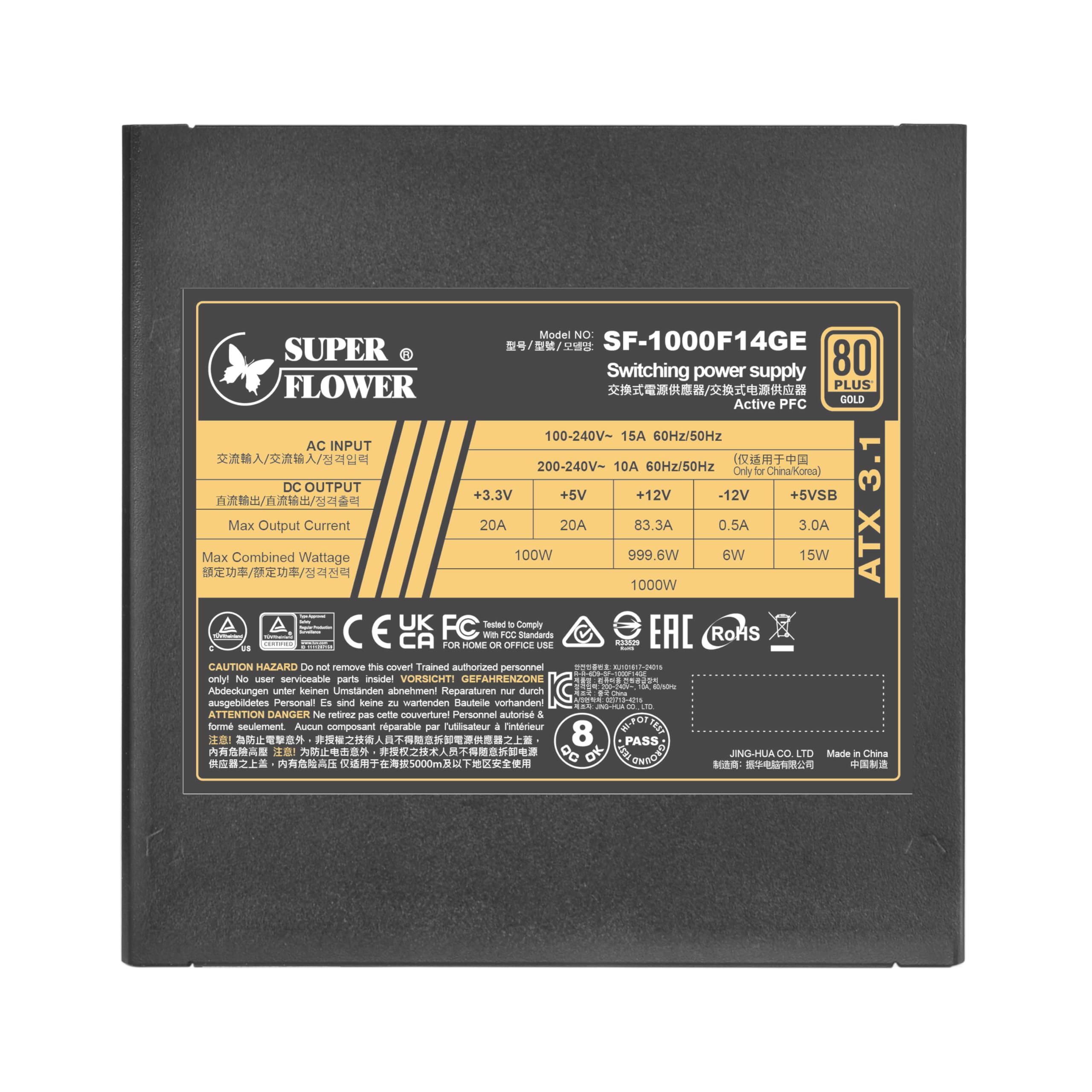SUPER FLOWER LEADEX III ATX 3.1　1000W Super Flower Leadex III ATX 3.1 1000W 80+ Gold, ECO Semi Fanless