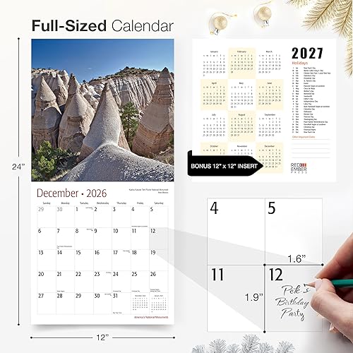 Miniatura 44 de RED EMBER Enchanted Places - Calendario de pared 2026 de 12 meses, 12 x 24 pulgadas, abierto, papel grueso y resistente, para regalo, calendario