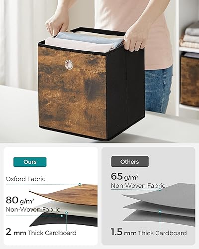 Miniatura 5 de SONGMICS Cubos de almacenamiento, juego de 6 contenedores de almacenamiento con asas, cajas de almacenamiento plegables de tela Oxford y tela no
