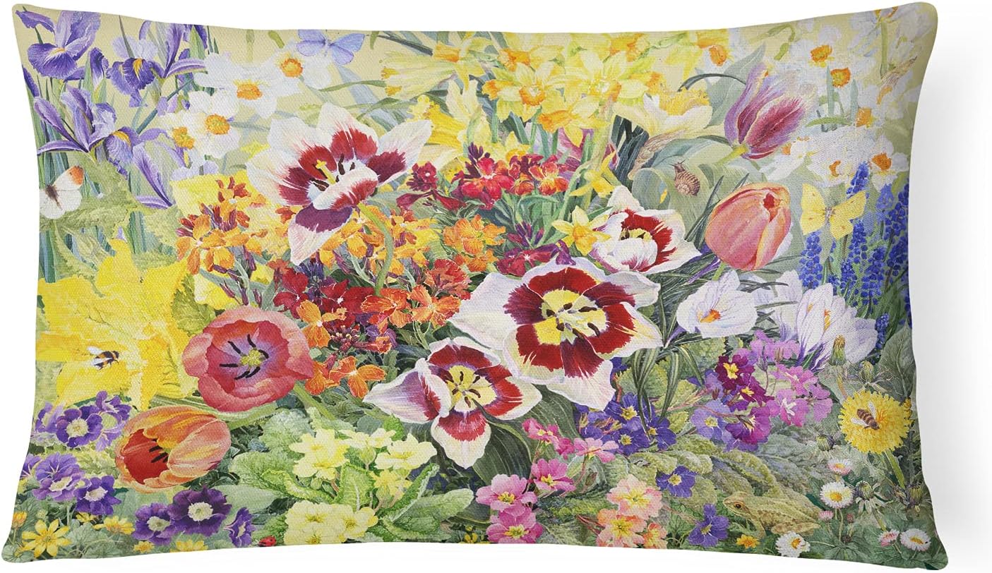Caroline's Treasures SASE0954PW1216 Spring Floral by Anne Searle Canvas Fabric Decorative Pillow Machine Washable, Indoor Outdoor Decorative Pillow for Couch, Bed or Patio, 12HX16W