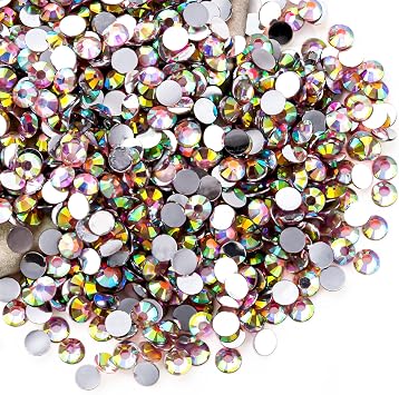 Lt Pink AB Rhinestones Bulk, 5000PCS Flat Back Round Jelly AB Rhinestones Non-Hotfix Crystal Gems Wholesale for Crafts Makeup Nails Face Tumblers Clothes Shoes Handmade Decoration 5mm