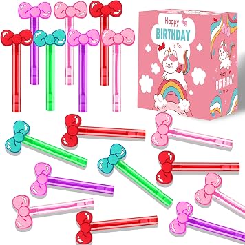 24PCS Bow Bubble Wands for Kawaii Party Favors Supplies Decorations, Pinata Goodie Bag Stuffers & Classroom Prizes Valentines Easter Halloween Christmas Stuffers