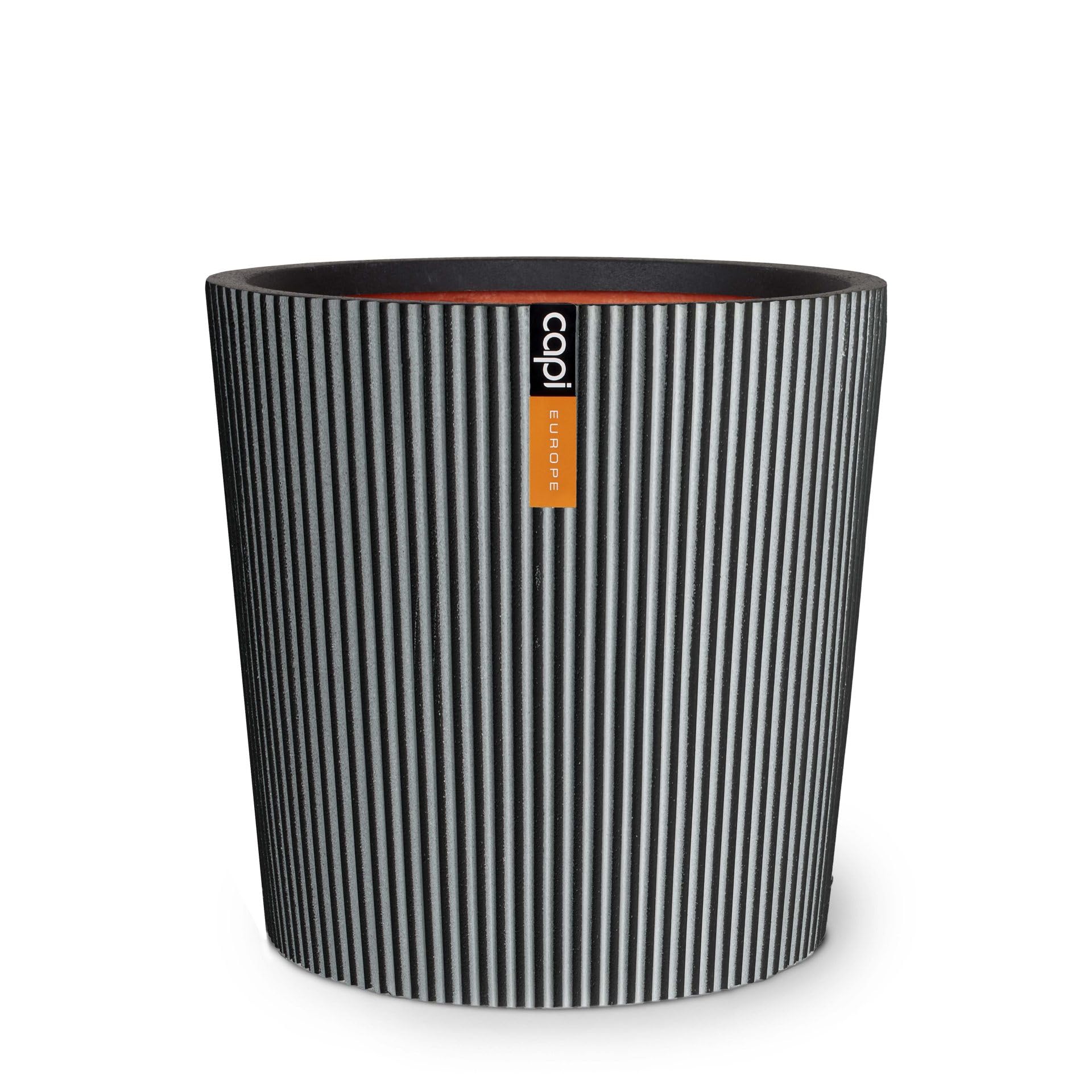 Capi Europe Groove - Anthracite - Vase Conical Groove Nl - 36X34 - Anthracite - Opening Ø29 - Pot For Indoor And Outdoor Use - Shatterproof - 100% Recyclable - Kgvz612