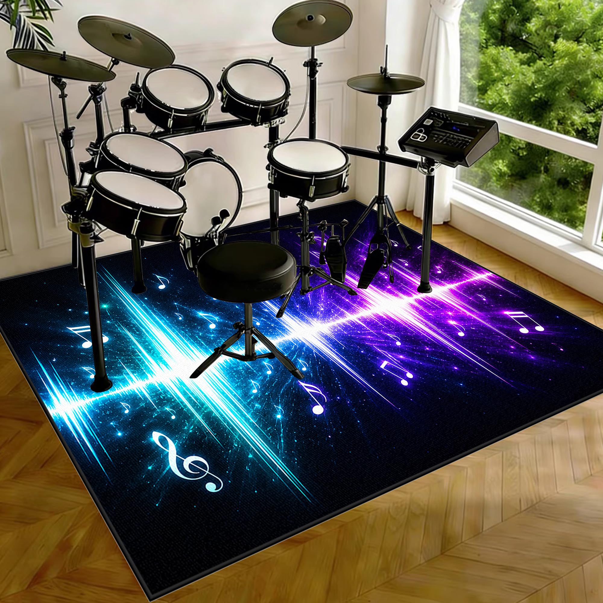 Tapis de Batterie electronique 230 x 180 cm Tapis de Tambour Insonorisé Tapis de Protection pour Accessoires de Percussion Instruments de Musique Tapis de Sol Tapis Batterie