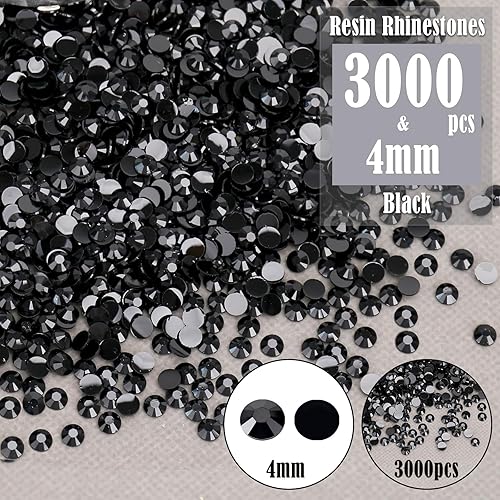 Miniatura 2 de Bolsas al por mayor 3000 unidades de diamantes de imitación de resina de 0.157 in con parte trasera plana, diamantes de imitación de resina redonda