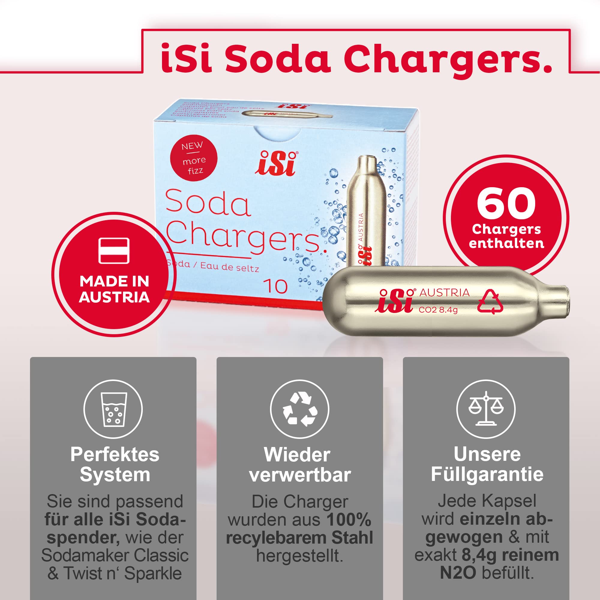 ISI Soda Maker Classic 1L inkl. 6 x 10 CO2 Kapseln für Soda & Sprudel - Vintage Wassersprudler Set aus PEN-Flasche mit 100% Edelstahlgewebe + CO2 Kartuschen - Wasser Sprudler - Bar Zubehör