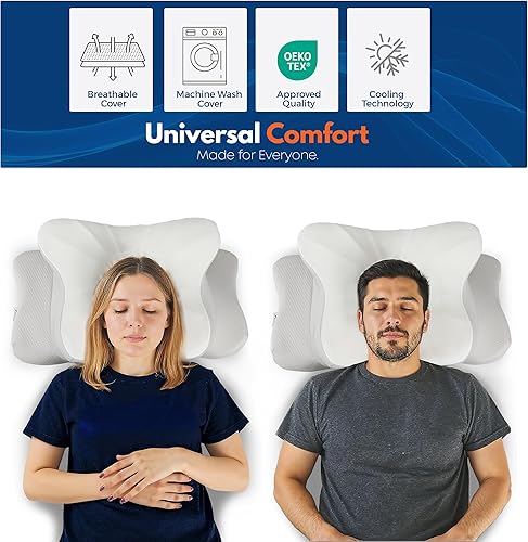 Miniatura 7 de Almohada cervical para dormir, almohada para dormir de lado para aliviar el dolor de cuello, almohadas de espuma viscoelástica, altura ajustable y