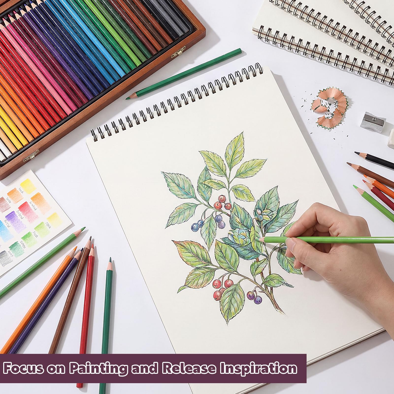 Confezione da 4 quaderni da disegno, 22,9 x 30,5 cm, 30,8 kg/100 g/m², rilegatura a spirale, senza acidi, forniture artistiche per disegno, pittura, schizzi, carta per principianti e artisti (rosa)