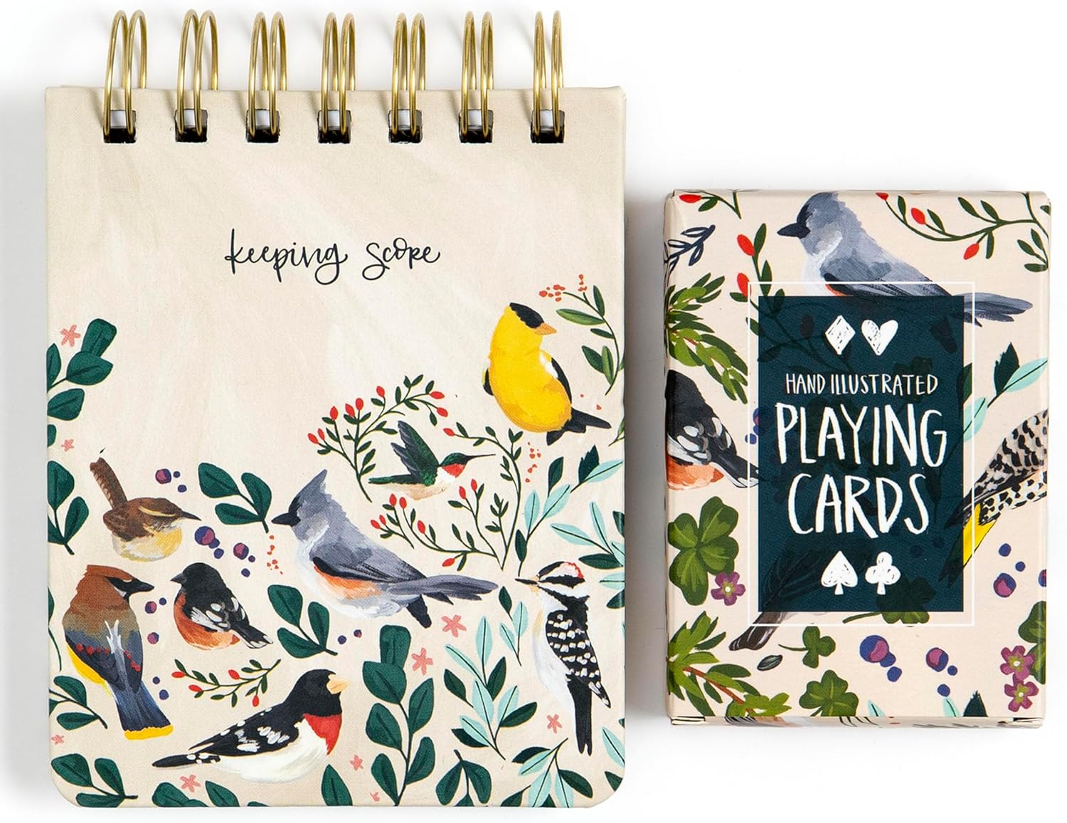 1Canoe2 Feathered Friends Birds Playing Card & Score Pad Set - Unique Bird-Themed Playing Card Deck for Card Games, Poker - Gifts for Bird Lovers