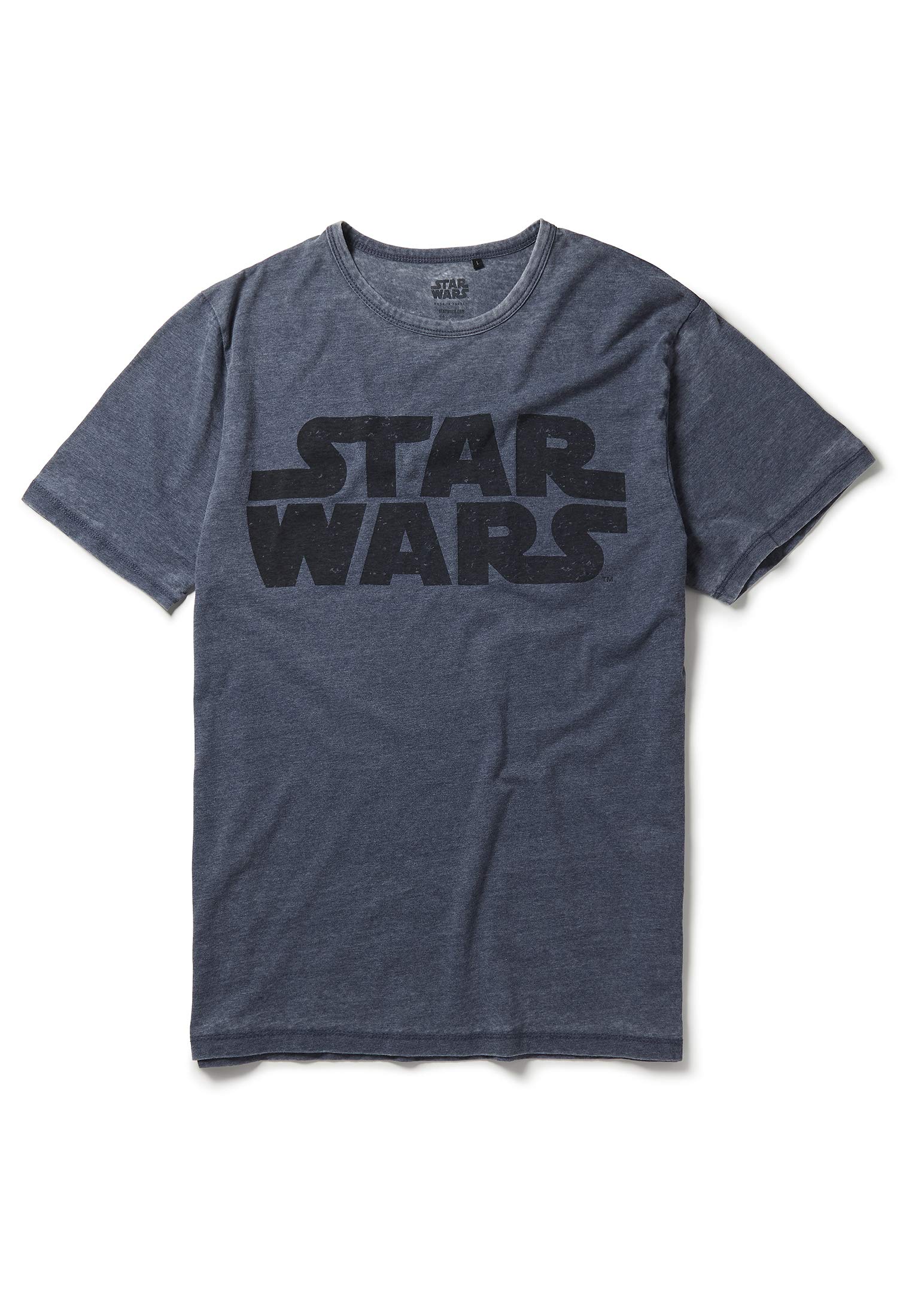 RecoveredStar Wars Movie T-Shirt - Classic Logo - Blue Burnout - Officially Licensed - Vintage Style, Hand-Printed, Ethically Sourced