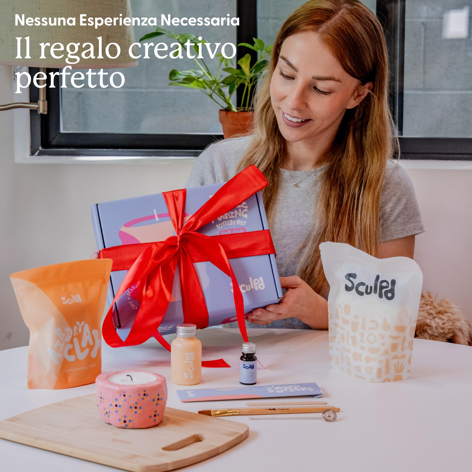 Sculpd, Kit per creare candele con argilla autoindurente, per principianti e adulti, con cera di soia ecologica, oli profumati, vernice, utensili e istruzioni (lingua italiana non garantita)