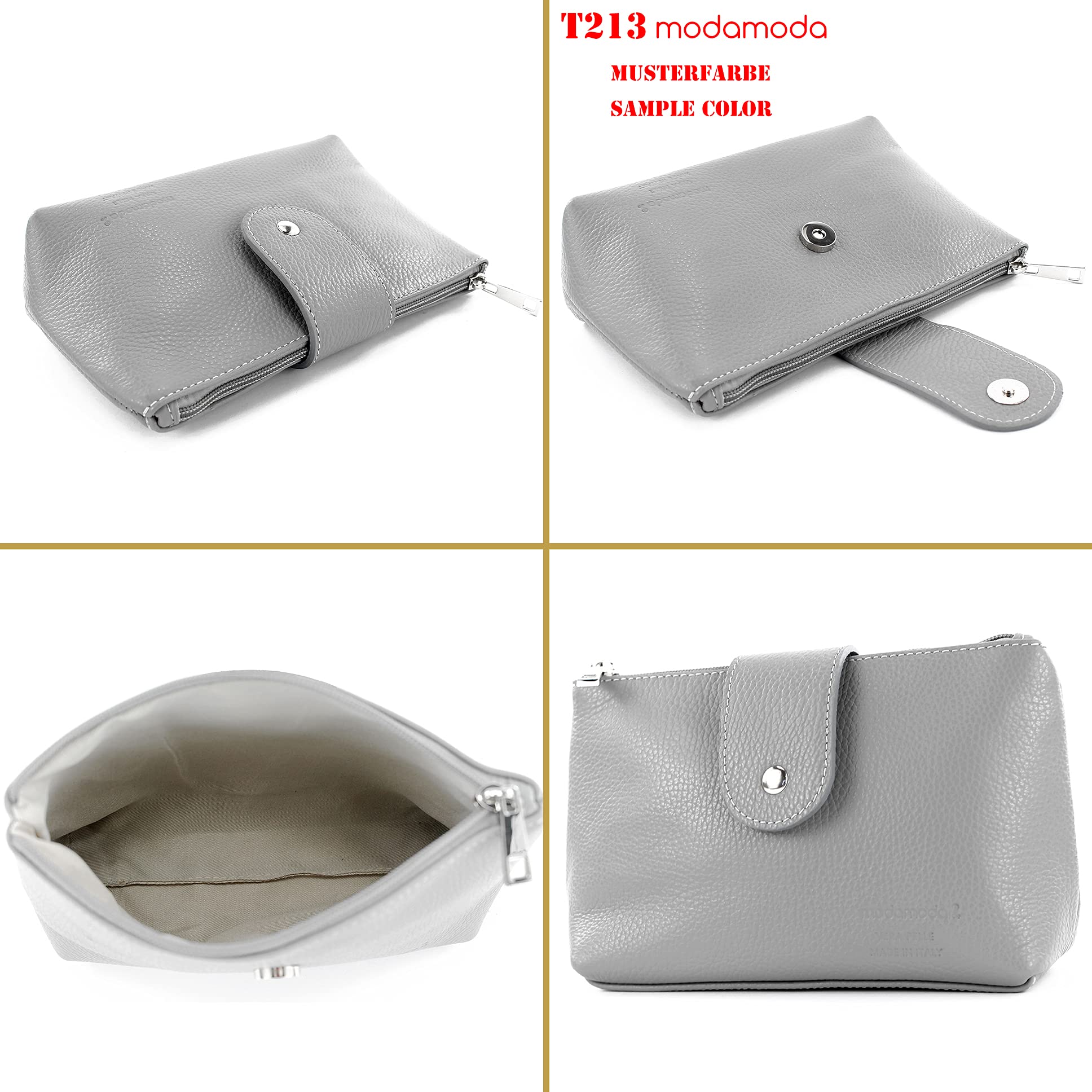 modamoda de - T213 – Neceser de piel italiana, estuche para máscaras, tamaño mediano, color Morado, talla Small