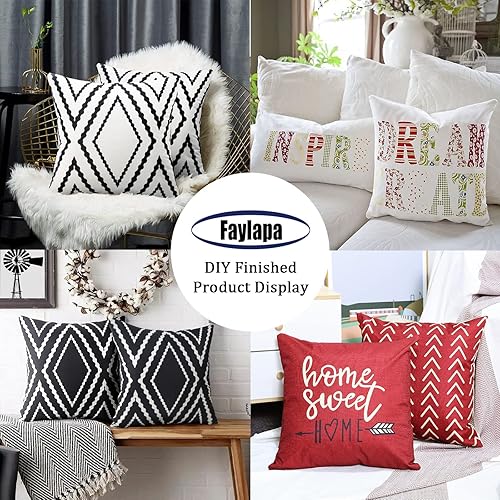 Miniatura 3 de Faylapa 4 fundas de almohada de lona de algodón de 18 x 18 pulgadas, fundas de almohada de color sólido para Navidad, para decoración de la sala de