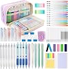 ESSALOO Pencil Case with Stationery Included, 63Pcs School Stationery Set with 12 Highlighters, 6 Mechanical Pencils, 5 Gel Pens & 4 Erasable Pens, School Stationary Supplies & Pencil Case Set, Purple