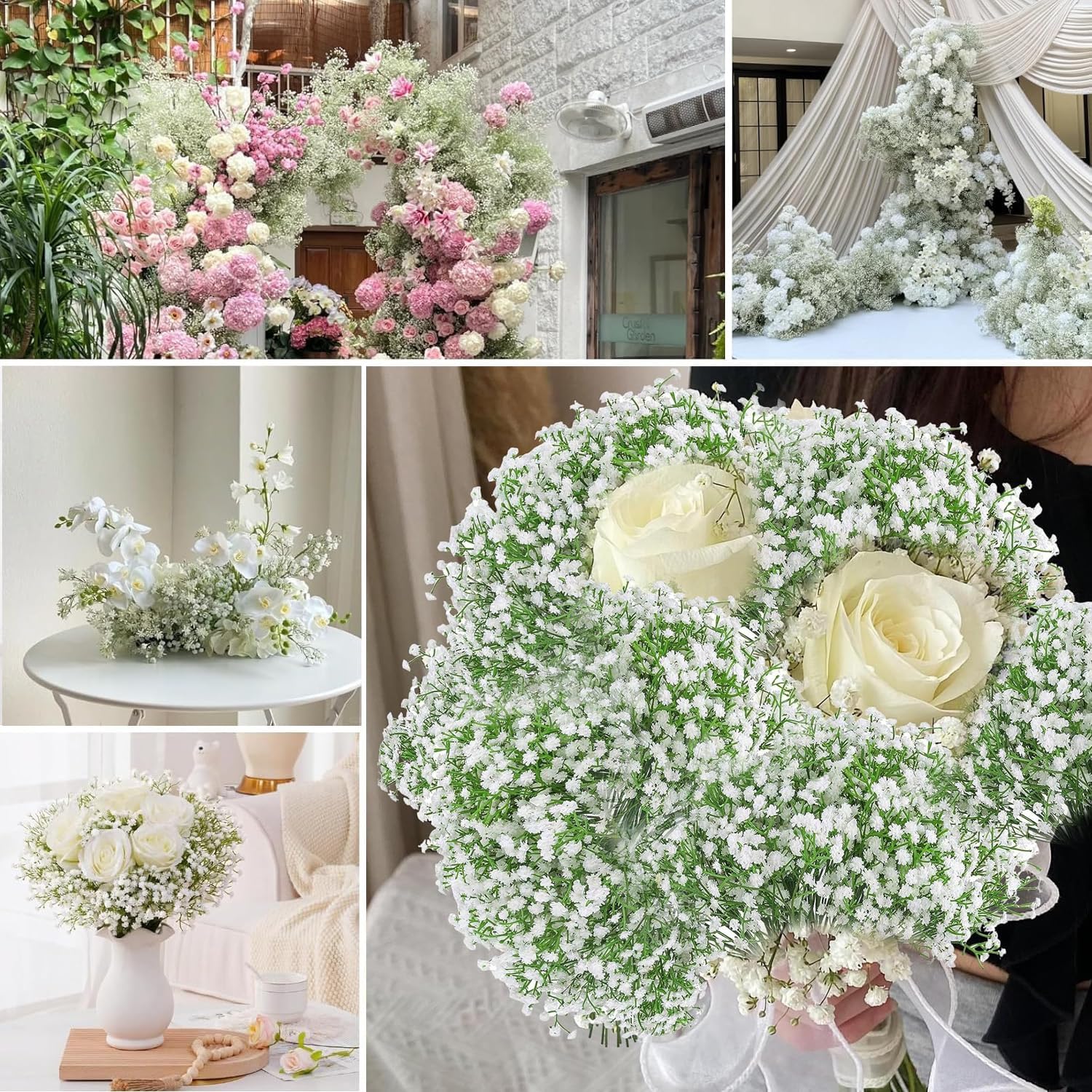 120-Pcs Baby Breath Artificial Flowers Bulk，Artificial Babys Breath Flowers White Artificial Flowers Gypsophila Decoracion for Wedding Party Home Decoration (120-PCS) - Image 5