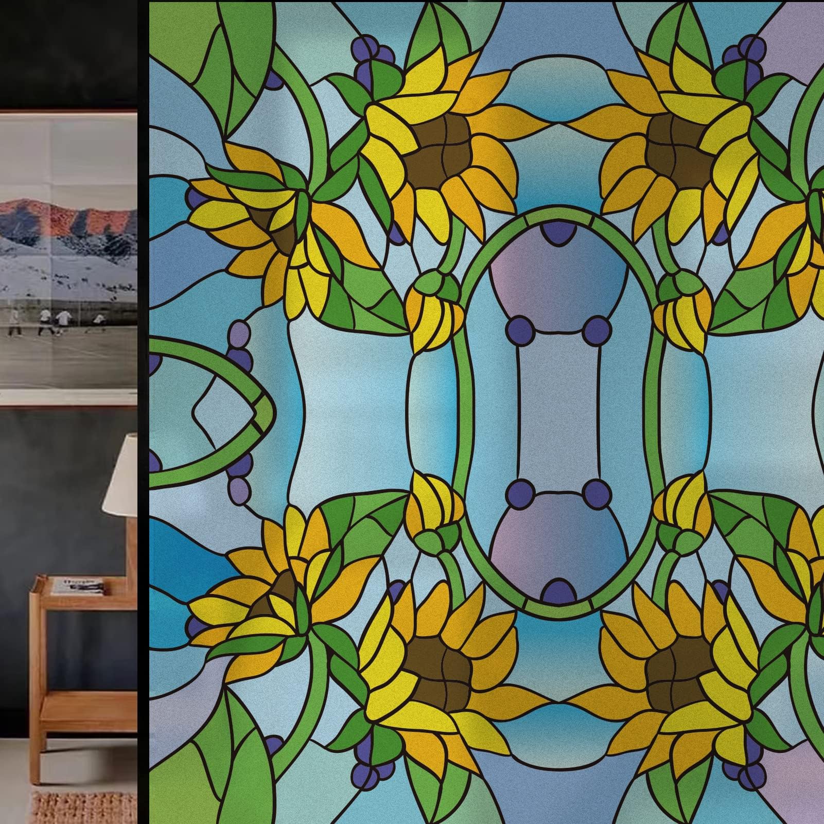 DKTIE Flower Series Stained Glass Window Film with