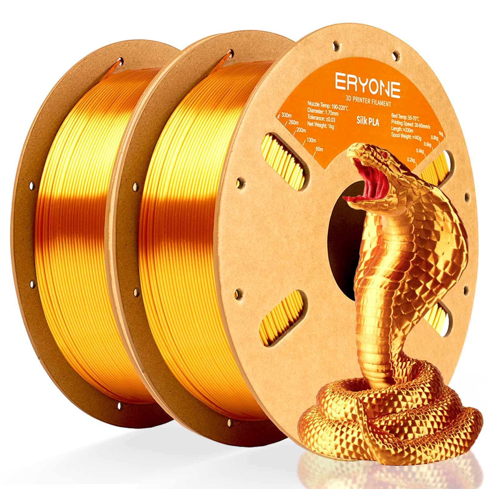 ERYONE Silk PLA Filament for 3D Printer 1.75mm +/- 0.03mm, 2KG Cardboard Spool, Silk Liquid Gold