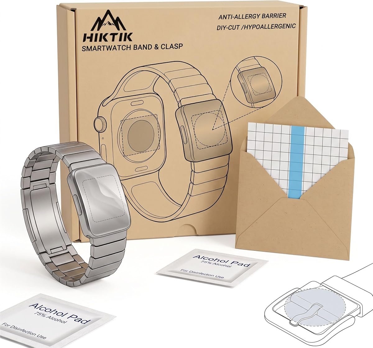 Smartwatch Allergy Back Protector Sensor Protector, 10-Sheet Pack | 0.15mm DIY barrier isolates metal nickel, keeping sensors accurate and supporting skin comfort.