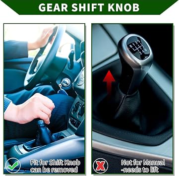 6 Speed Manual Gear Shift Knob Fit for Mazda 3 2010-2013,for Mazda 6 2009-2013,for Mazda 5 2012-2015, Faux Leather Plastic Stick Shifter Handle, Black – 1 Pc