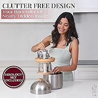 Vista 5 de Gusto Nostro Juego de utensilios para preparar cócteles para bármanes con cubitera de acero inoxidable - Juego completo de herramientas de mixología