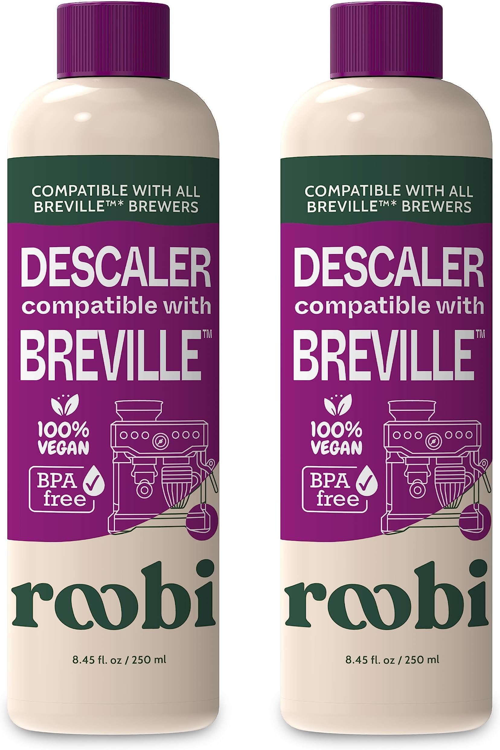 Rubi Compatible Breville Scale Remover Formulated specifically for cleaning and descaling Breville machines 2 uses per bottle 2 pack Eco-friendly carbon neutral maintenance kit