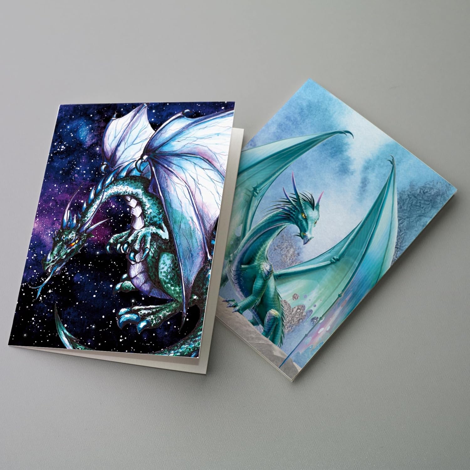 Ritzy Rose 24-Pack Blank Greeting Cards with White Envelopes – 6 Fantasy Dragon Designs – Magical and Enchanting Stationery for Holiday and Year-Round Occasions, Premium Cardstock, Card Box Set