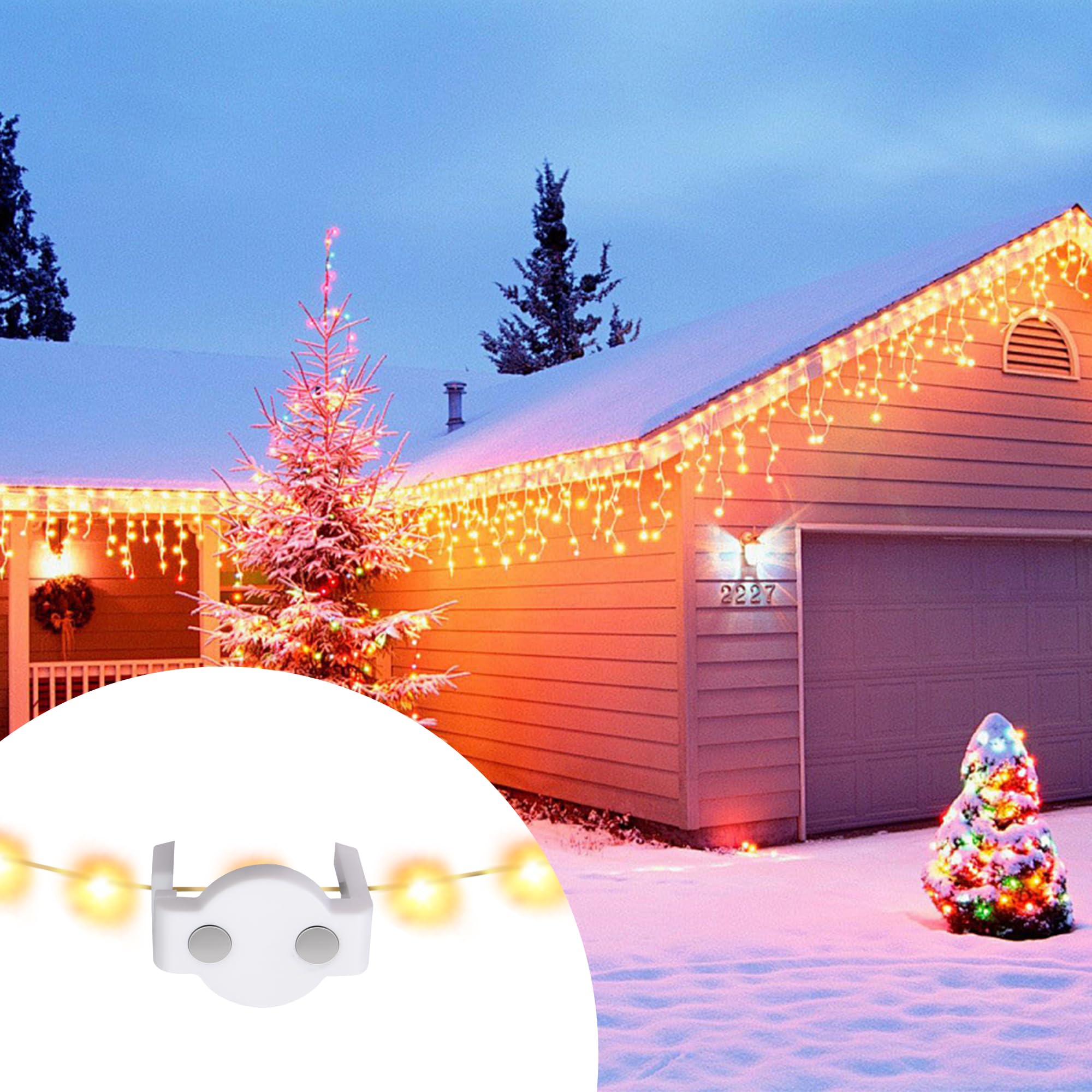 120 Magnetische Weihnachtslicht-Clips Für C9-Sockel – Transparent, Für Dachrinne, Zaun & Außendekoration