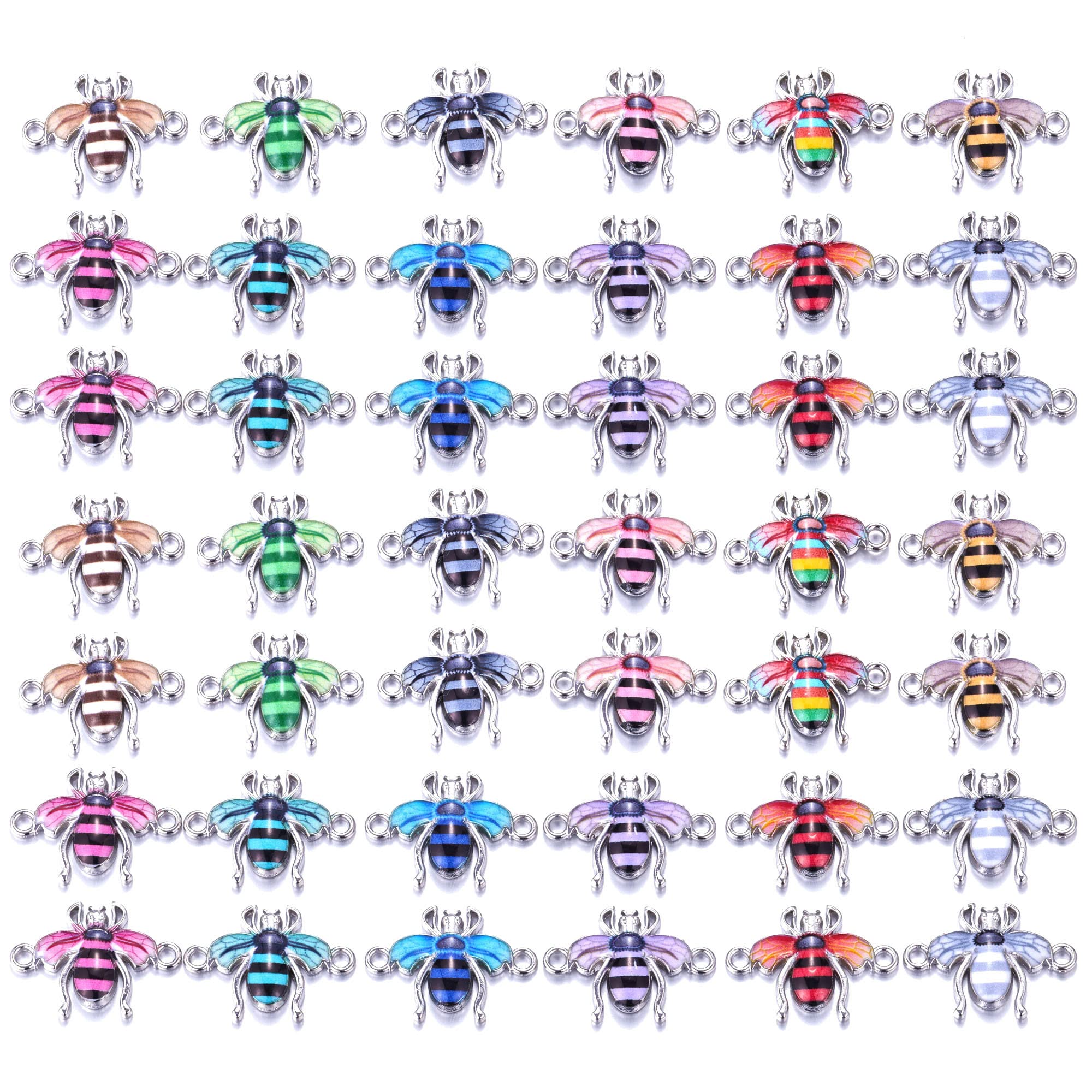 36Pcs Animal Enamel Charms Alloy Cute Colour Printing Bees Charms Jewelry DIY Handmade Making Necklace Bracelet Earring 22 * 16mm