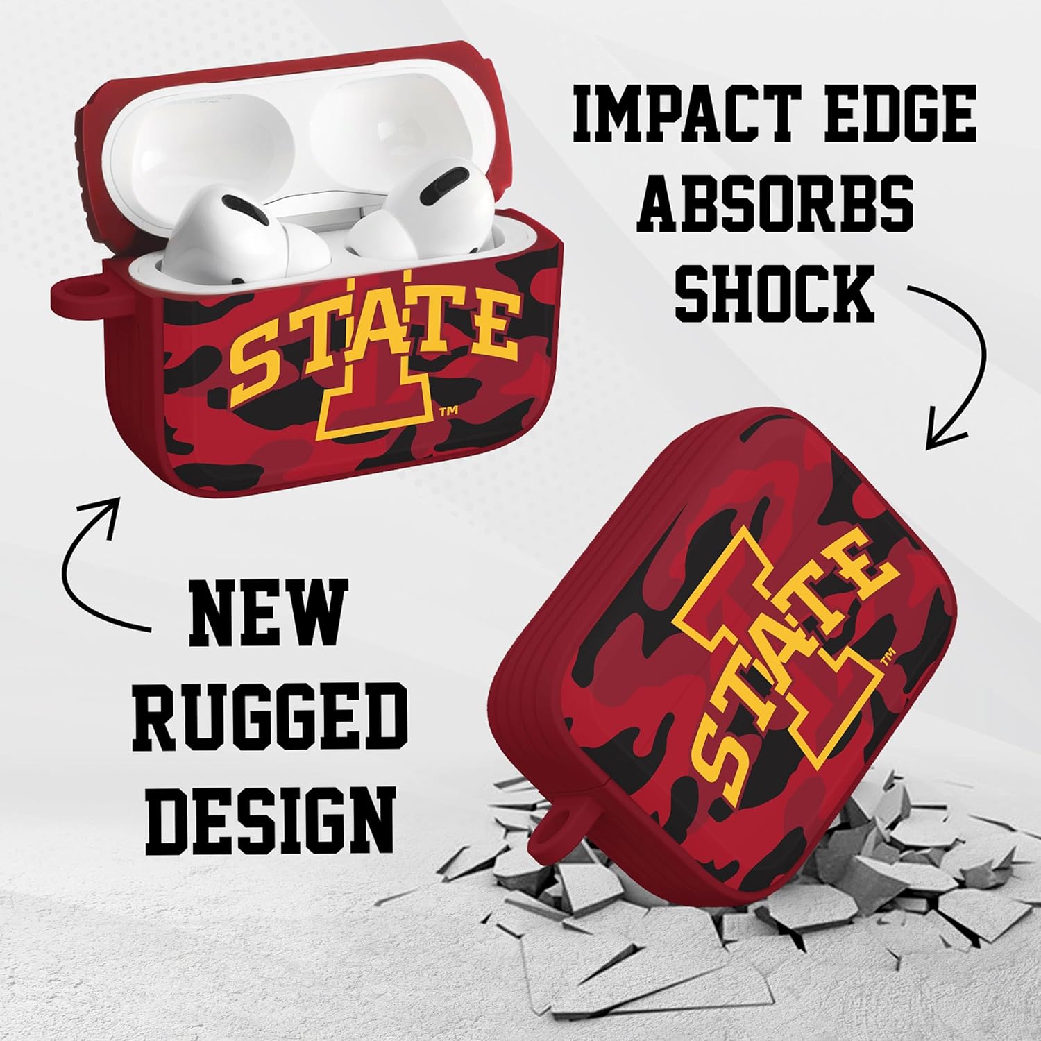 Affinity Bands Iowa State Cyclones HDX Case Cover Compatible with Apple AirPods Pro 1 & 2 (Camo)