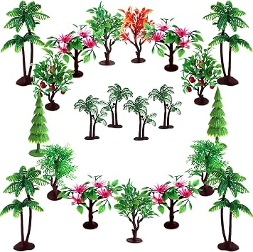 Upgrade Trees Cake Decorations, OrgMemory Model Trees with Bases, 19pcs, 3"-5.5"/7.5-14 cm, Ho Scale Trees, Diorama Supplies for Crafts or Cake Decorations