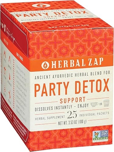 Herbal Zap Party Detox Suplemento de hierbas ayurvédicas 1 caja de 25 paquetes